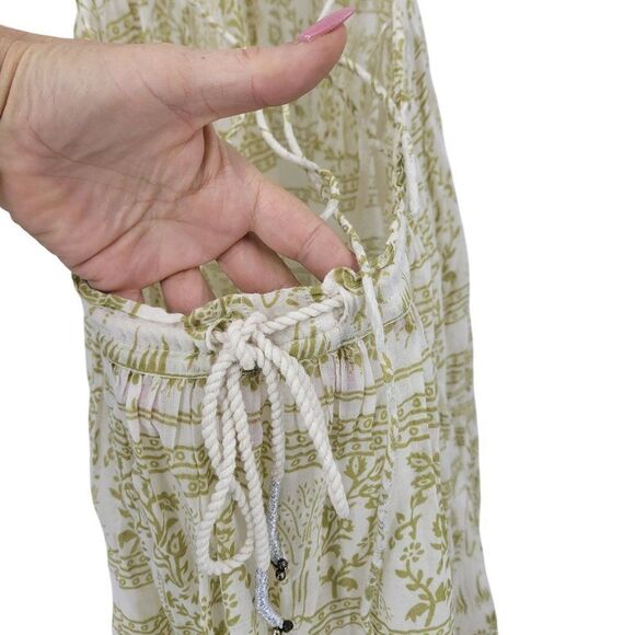 Free People Womens Boho Maxi Dress Halter Open Back Tiered Sz XS Green Cotton - Picture 13 of 16